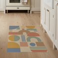 thumbnail image 1 of ODIKA 3'x5' Pastel Geometric Abstract Design Washable Throw Rug Modern Vintage Shapes with Retro Flair Stain Resistant, Low Profile, Non-Slip for Entryway, Kitchen, Mudroom, 1 of 7
