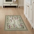 thumbnail image 1 of ODIKA 3'x5' Sage Green Boho Vintage Botanical Washable Accent Rug Wisteria Vine Trail Centered Bloom Layout Cottagecore for Bedside, Nursery Room, Pet Friendly & Non-Shedding, 1 of 7
