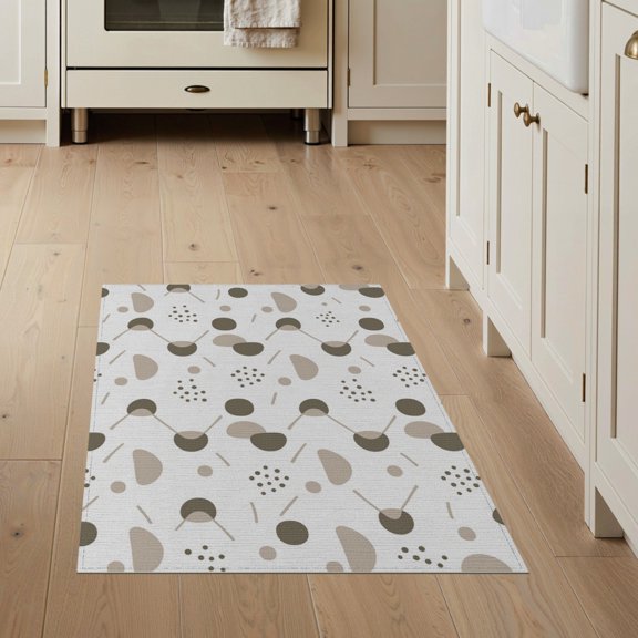 ODIKA 3'x5' Taupe Modern Geometric Abstract Dotted Washable Area Rug Contemporary Mid Century Scandinavian Minimalist Atomic Starburst Boho for Hallway, Laundry Room, Non-Slip, Flatweave, Easy Care