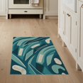thumbnail image 1 of ODIKA 3'x5' Teal Dynamic Curved Lines And Shapes In A Washable Accent Rug Modern Graphic Design Ornamental Balanced Border Pet Friendly, Non-Shedding Mat for Bedside, Nursery Room, 1 of 7
