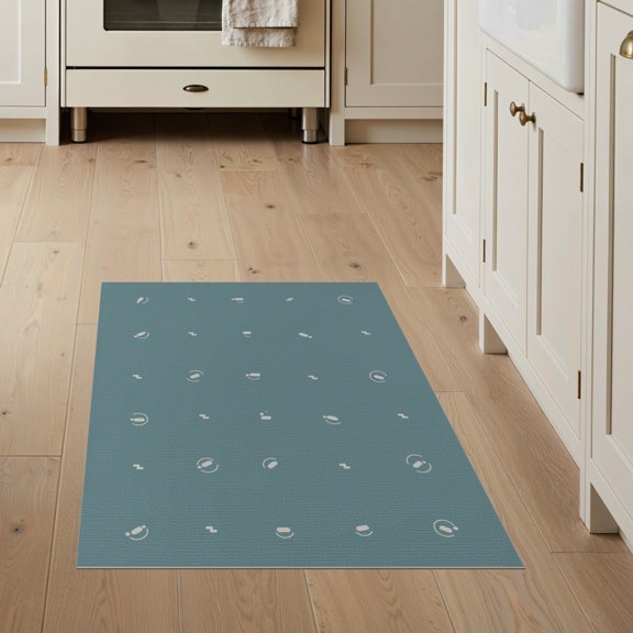 ODIKA 3'x5' Teal Geometric Circle Cross Tufted Washable Accent Rug Contemporary Minimalist Abstract Scattered Motif Grid Layout Modern for Bedside, Nursery Room, Pet Friendly & Non-Shedding