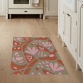 thumbnail image 1 of ODIKA 3'x5' Terracotta Pink Abstract Botanical Design Washable Accent Rug Mid Century Modern Scandinavian Style Geometric Floral Motifs With Pet Friendly, Non-Shedding Mat for Bedside, Nursery Room, 1 of 7