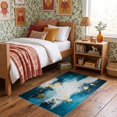 thumbnail image 1 of ODIKA 3'x5' Ultra-Soft Throw Mat, Abstract Modern Splatter Art With Distressed Ocean Blue And Gray Blend None Washable, Bare feet friendly, Easy Care Indoor rug for Bedside, Vanity, 1 of 7