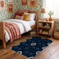 thumbnail image 1 of ODIKA 3'x5' Ultra-Soft Throw Mat, Boho Mosaic Interlocking Geometric Motifs Pile Abstract Navy Large Refined None Washable, Bare feet friendly, Easy Care Indoor rug for Bedside, Vanity, 1 of 7