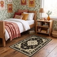 thumbnail image 1 of ODIKA 3'x5' Ultra-Soft Throw Mat, Boho Vintage Distressed Scroll Border Scrollwork Southwestern None Washable, Bare feet friendly, Easy Care Indoor rug for Bedside, Vanity, 1 of 7