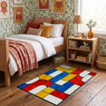 thumbnail image 1 of ODIKA 3'x5' Ultra-Soft Throw Mat, Composition Abstract Minimalist Interlocking Primary Block Yellow None Washable, Bare feet friendly, Easy Care Indoor rug for Bedside, Vanity, 1 of 7