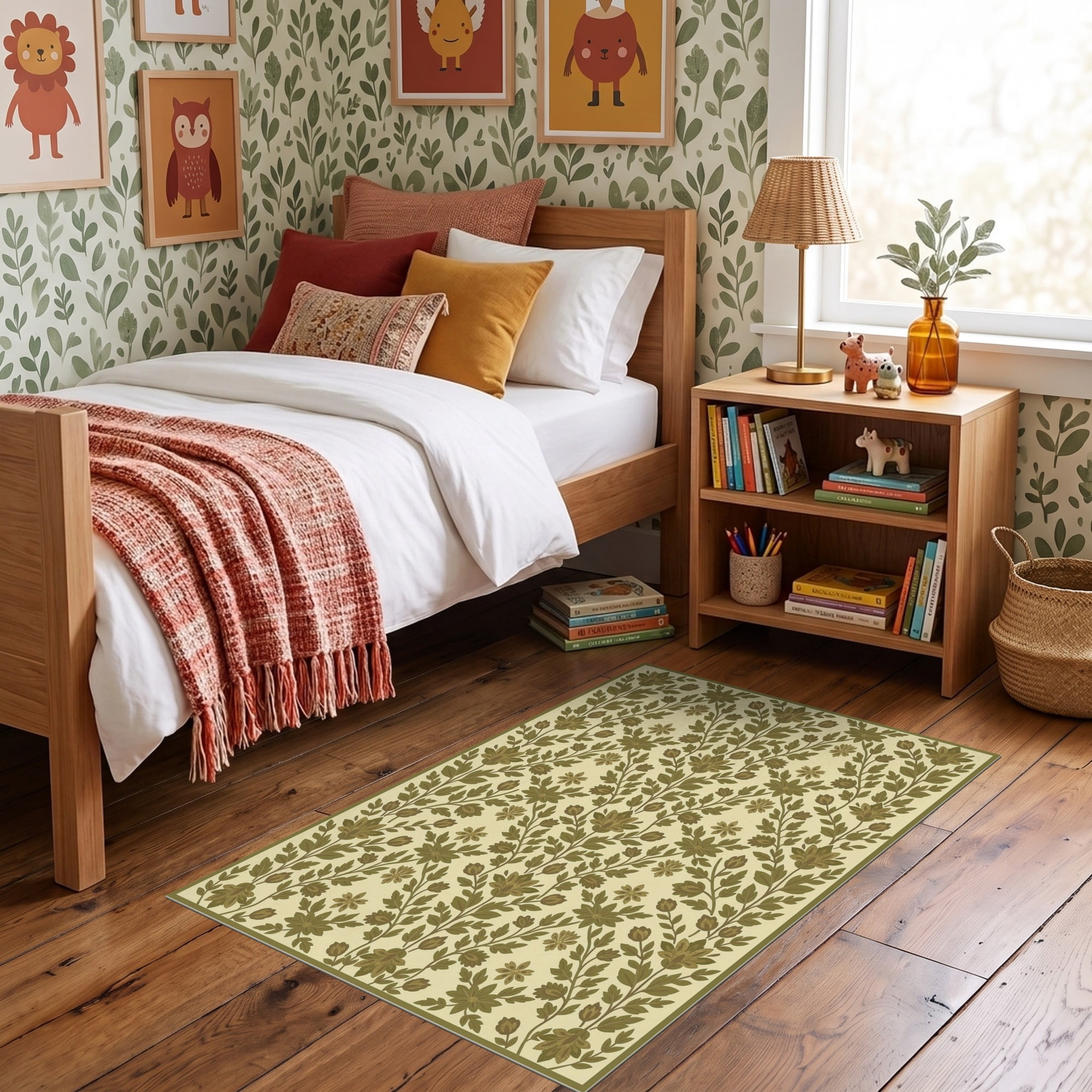 Earthy Looking Rugs ODIKA 3'x5' Ultra-Soft Throw Mat, Earthy Retro Climbing Motif ...