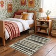 thumbnail image 1 of ODIKA 3'x5' Ultra-Soft Throw Mat, Farmhouse Faded Dotted Bands Asymmetrical Worn Cream Door Stripe None Washable, Bare feet friendly, Easy Care Indoor rug for Bedside, Vanity, 1 of 7