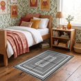 thumbnail image 1 of ODIKA 3'x5' Ultra-Soft Throw Mat, Geometric Minimalist Interlocking Lines Symmetrical Balance Grey None Washable, Bare feet friendly, Easy Care Indoor rug for Bedside, Vanity, 1 of 7