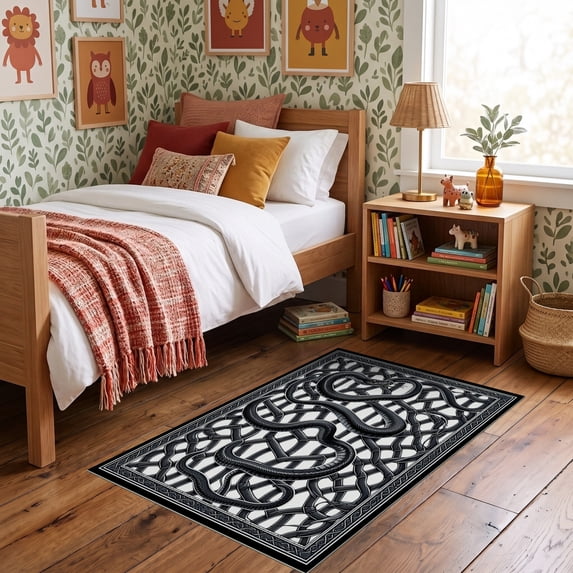 Whimsy Goth Rug ODIKA 3'x5' Ultra-Soft Throw Mat, Gothic Snake Witchy Moody Whimsical ...