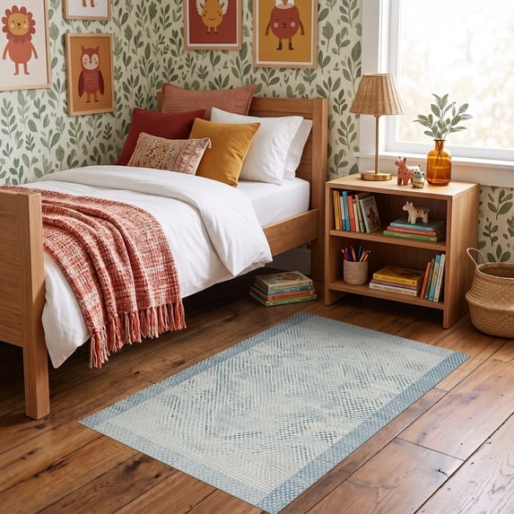 ODIKA 3'x5' Ultra-Soft Throw Mat, Herringbone Scandinavian Zigzag Contemporary Geometric Shaggy None Washable, Bare feet friendly, Easy Care Indoor rug for Bedside, Vanity