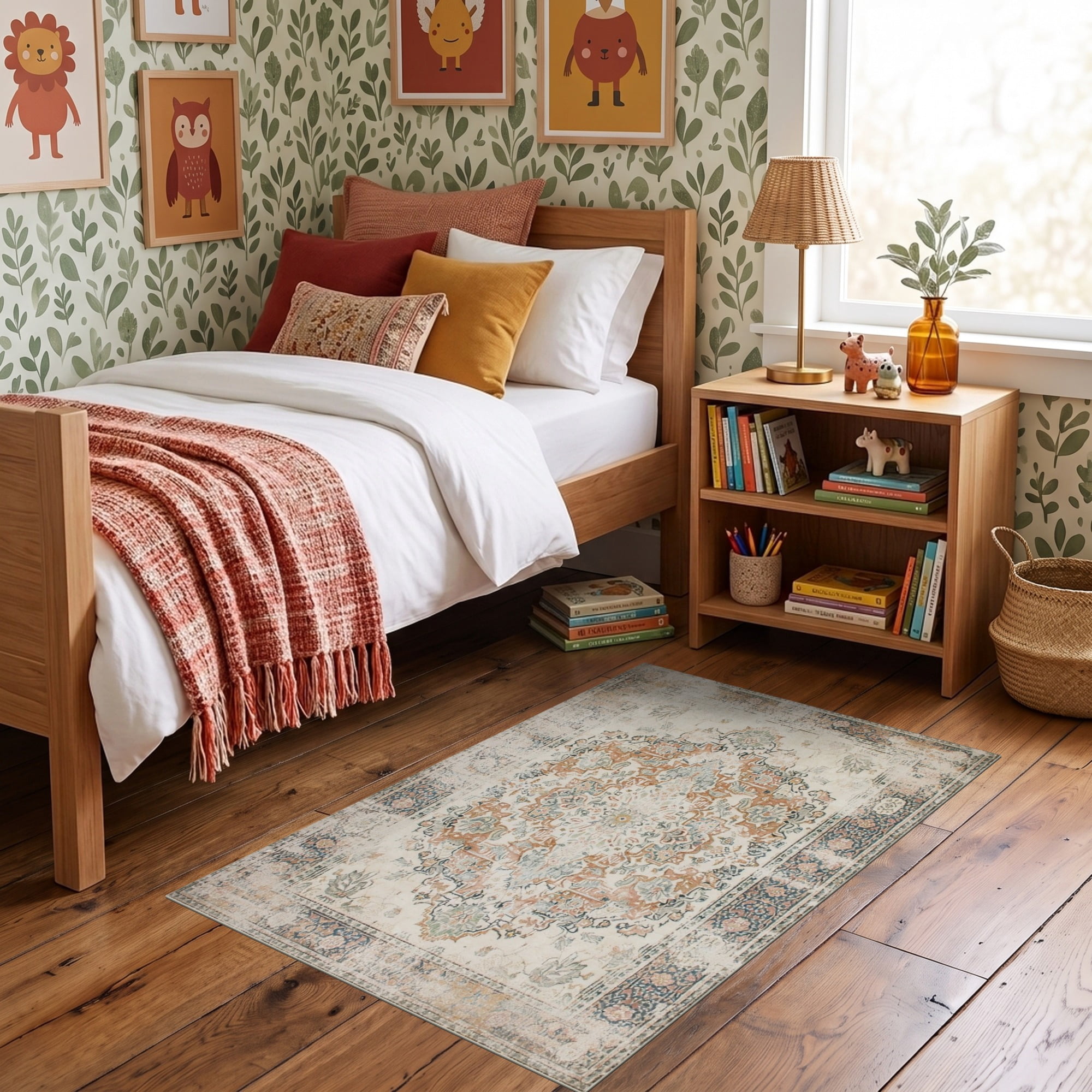 Soft Ivory Rug ODIKA 3'x5' Ultra-Soft Throw Mat, Ivory Vintage Tug Farmhouse Tone ...