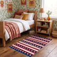 thumbnail image 1 of ODIKA 3'x5' Ultra-Soft Throw Mat, July Fourth Independence Patriotic Interlocking Stars Stripe None Washable, Bare feet friendly, Easy Care Indoor rug for Bedside, Vanity, 1 of 7