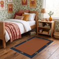 thumbnail image 1 of ODIKA 3'x5' Ultra-Soft Throw Mat, Navy Terracotta Floral Border Design Elegant Art Motif with Leaf Accents Washable, Bare feet friendly, Easy Care Indoor rug for Bedside, Vanity, 1 of 7