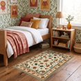 thumbnail image 1 of ODIKA 3'x5' Ultra-Soft Throw Mat, Orange Burnt Retro Swirl Abstract Border Decorative Creamy Wavy None Washable, Bare feet friendly, Easy Care Indoor rug for Bedside, Vanity, 1 of 7