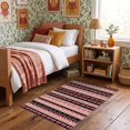 thumbnail image 1 of ODIKA 3'x5' Ultra-Soft Throw Mat, Pink Decorative Ribbon Themed Alternating Bands Shaped None Washable, Bare feet friendly, Easy Care Indoor rug for Bedside, Vanity, 1 of 7