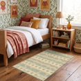 thumbnail image 1 of ODIKA 3'x5' Ultra-Soft Throw Mat, Stripe Boho Vine Distressed Border Scroll Motif Honeycomb Vintage Flowing None Washable, Bare feet friendly, Easy Care Indoor rug for Bedside, Vanity, 1 of 7