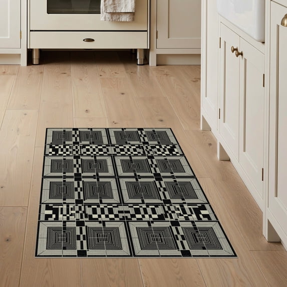 ODIKA 3'x5' Washable Accent Rug Alfombras Tone Rectangular Symmetrical Repetition Para Habitacion for Bedside, Nursery Room, Pet Friendly & Non-Shedding