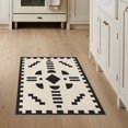 thumbnail image 1 of ODIKA 3'x5' Washable Accent Rug Black Cream Geometric Symmetry Design Elegant Contrast with Abstract Motif and Edges for Bedside, Nursery Room, Pet Friendly & Non-Shedding, 1 of 7