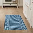 thumbnail image 1 of ODIKA 3'x5' Washable Throw Rug Stain Resistant, Low Profile, Non-Slip Center Mirrored Side Stripes Borders Nautical Gingham Striped Boho Playful for Entryway, Kitchen, Mudroom, 1 of 7