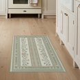 thumbnail image 1 of ODIKA 3'x5' Washable Accent Rug Grey Boho Vintage Botanical Stripe Sage Woodland Beige Greenish for Bedside, Nursery Room, Pet Friendly & Non-Shedding, 1 of 7