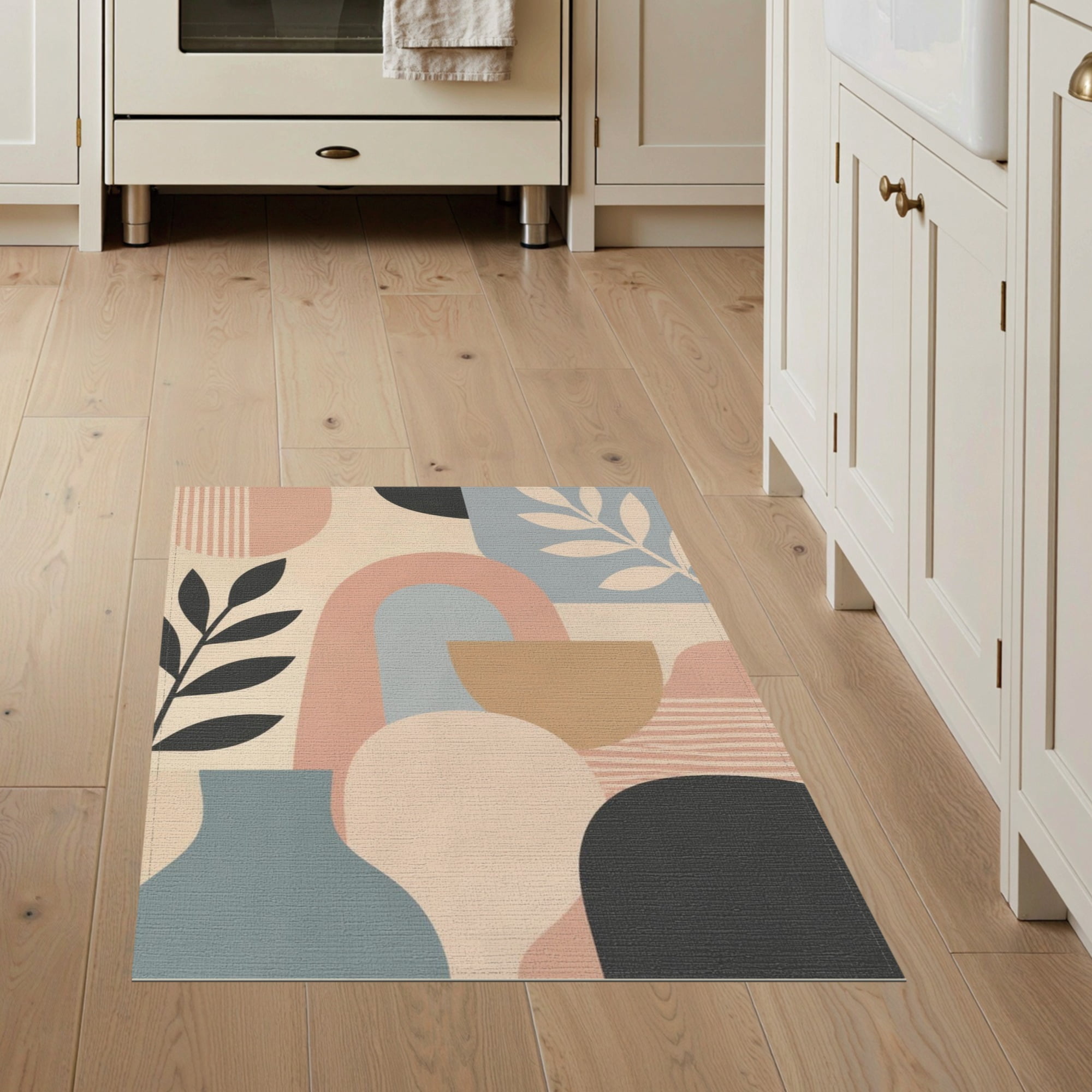 ODIKA 3'x5' Washable Accent Rug Pastel Tones Geometric and Botanical ...