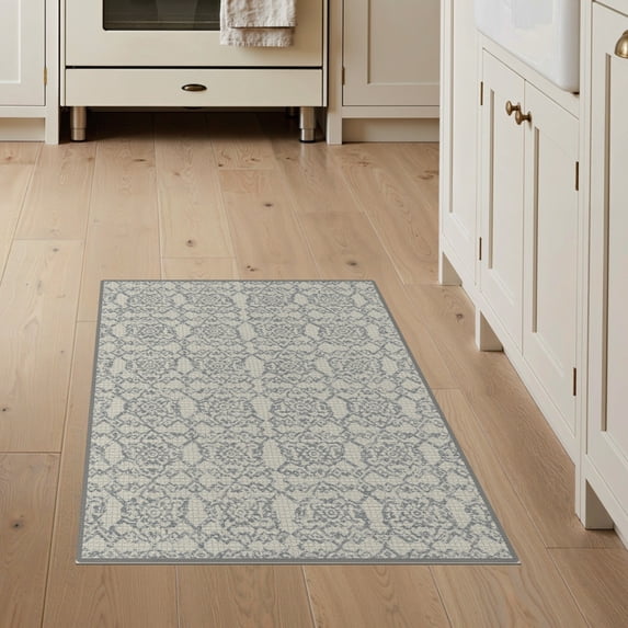 ODIKA 3'x5' Washable Accent Rug Pet Friendly, Non-Shedding Mat Abstract Boho Interlocking Galaxy Muted Contemporary Decorative for Bedside, Nursery Room