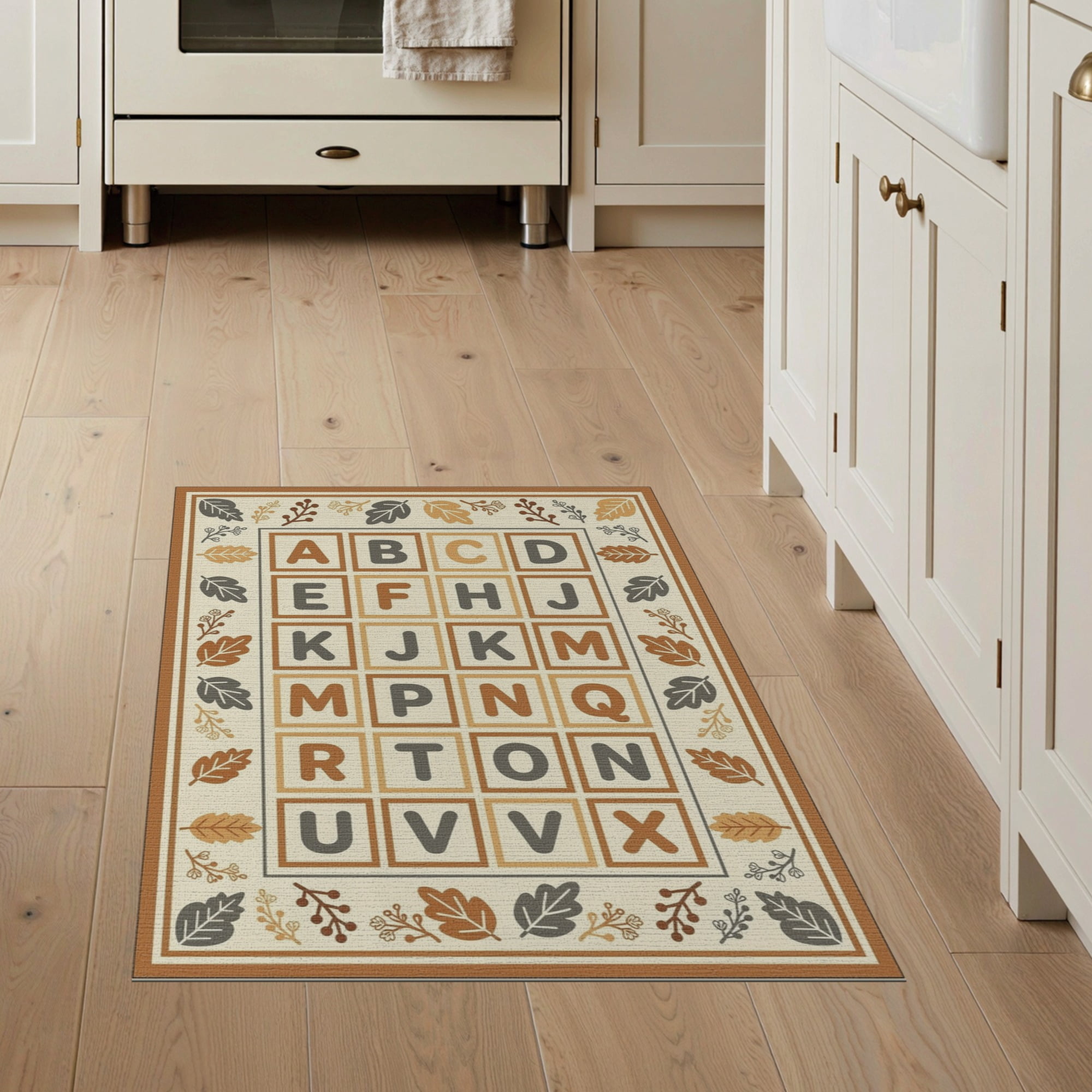 ODIKA 3'x5' Washable Accent Rug Pet Friendly, Non-Shedding Mat Alphabet ...