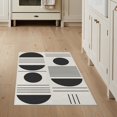 thumbnail image 1 of ODIKA 3'x5' Washable Accent Rug Pet Friendly, Non-Shedding Mat Black White Geometric Design Elegant Symmetry with Bold Circular Motifs for Bedside, Nursery Room, 1 of 7