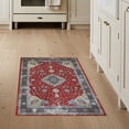 thumbnail image 1 of ODIKA 3'x5' Washable Accent Rug Pet Friendly, Non-Shedding Mat Boho Distressed Floral Medallion Cascade With Oriental Arch Border for Bedside, Nursery Room, 1 of 7