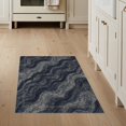 thumbnail image 1 of ODIKA 3'x5' Washable Accent Rug Pet Friendly, Non-Shedding Mat Grey Abstract Wavy Fluid Ribbon Border Yellow Interlocking Navy Flowing Dynamic for Bedside, Bedroom, 1 of 7
