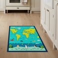 thumbnail image 1 of ODIKA 3'x5' Washable Accent Rug Pet Friendly, Non-Shedding Mat Large Map Playroom Ocean Educational Layout Continents Border for Bedside, Nursery Room, 1 of 7