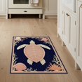 thumbnail image 1 of ODIKA 3'x5' Washable Accent Rug Theme Door Turtle Nautical Coral Seashell Motifs Reef Wave Border for Bedside, Nursery Room, Pet Friendly & Non-Shedding, 1 of 7