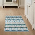 thumbnail image 1 of ODIKA 3'x5' Washable Accent Rug Wave Stripes Nautical Ocean Border Motif Animals Turtle Repeating Playful for Bedside, Nursery Room, Pet Friendly & Non-Shedding, 1 of 7