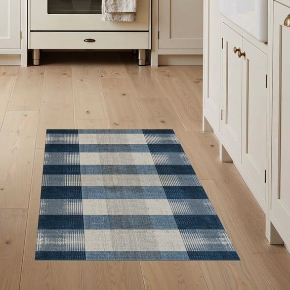 ODIKA 3'x5' Washable Area Rug Bulk Farmhouse Distressed Abstract Patchwork Panels Brushstroke for Hallway, Laundry Room, Non-Slip, Flatweave, Easy Care
