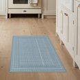 thumbnail image 1 of ODIKA 3'x5' Washable Area Rug Dusty Blue Cream Layering Gingham Stripe Felpudo Striped Boho Checkered Plaid with Bold for Hallway, Laundry Room, Non-Slip, Flatweave, Easy Care, 1 of 7