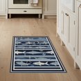thumbnail image 1 of ODIKA 3'x5' Washable Area Rug Hooked Fishing Nautical Bass Motif Stripe Border Lure Novelty for Hallway, Laundry Room, Non-Slip, Flatweave, Easy Care, 1 of 7