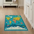 thumbnail image 1 of ODIKA 3'x5' Washable Area Rug Large Map Top Ocean Educational Explorer Playroom Classroom for Hallway, Laundry Room, Non-Slip, Flatweave, Easy Care, 1 of 7