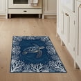 thumbnail image 1 of ODIKA 3'x5' Washable Area Rug Nautical Ocean Interlocking Coral Reef Border Animals Turtle Refined Structured for Hallway, Laundry Room, Non-Slip, Flatweave, Easy Care, 1 of 7