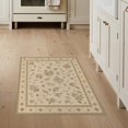 thumbnail image 1 of ODIKA 3'x5' Washable Area Rug Non-Slip, Flatweave, Easy Care Beige Elegance Floral and Leaf Design Classic Vine Motifs with Detailed Border Accents for Hallway, Laundry Room, 1 of 7
