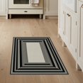 thumbnail image 1 of ODIKA 3'x5' Washable Area Rug Non-Slip, Flatweave, Easy Care Black Ivory Boundary Frame Geometric Lines Clean Edge Design for Hallway, Laundry Room, 1 of 7