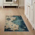 thumbnail image 1 of ODIKA 3'x5' Washable Area Rug Non-Slip, Flatweave, Easy Care Blue Nautical Kraken Map Design Antique Compass with Mermaid Motifs for Hallway, Laundry Room, 1 of 7