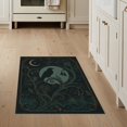 thumbnail image 1 of ODIKA 3'x5' Washable Area Rug Non-Slip, Flatweave, Easy Care Dark Teal Gold Celestial Raven Design Intricate Floral and Moon Motif Art for Hallway, Laundry Room, 1 of 7