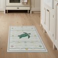 thumbnail image 1 of ODIKA 3'x5' Washable Area Rug Non-Slip, Flatweave, Easy Care Door Ocean Marine Turtle Border Underwater Motif Round Jellyfish for Hallway, Laundry Room, 1 of 7
