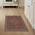 thumbnail image 1 of ODIKA 3'x5' Washable Area Rug Non-Slip, Flatweave, Easy Care Kilim Navy Faded Farmhouse Geometric Motif Frame Distressed Vintage for Hallway, Laundry Room, 1 of 7