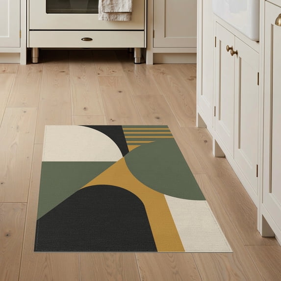 ODIKA 3'x5' Washable Area Rug Non-Slip, Flatweave, Easy Care Olive ...