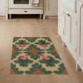 thumbnail image 1 of ODIKA 3'x5' Washable Area Rug Non-Slip, Flatweave, Easy Care Symmetrical Botanical Frond Border Jungle Motif Exotic Leaves Boho Refined for Hallway, Laundry Room, 1 of 7