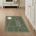 thumbnail image 1 of ODIKA 3'x5' Washable Area Rug Olive Green Geometric Elegance with Art Vibes Sleek Curves and Accents for a for Hallway, Laundry Room, Non-Slip, Flatweave, Easy Care, 1 of 7