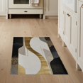 thumbnail image 1 of ODIKA 3'x5' Washable Area Rug Spotted Abstract Animal Inspired Stripes With Gold Geometric Accents for Hallway, Laundry Room, Non-Slip, Flatweave, Easy Care, 1 of 7