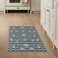 thumbnail image 1 of ODIKA 3'x5' Washable Area Rug Starfish Navy Ivory Rhythmic Wave Band Coral Reef Ocean Bathroom for Hallway, Laundry Room, Non-Slip, Flatweave, Easy Care, 1 of 7